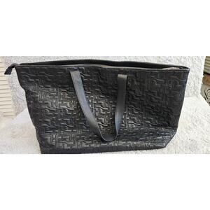 Herve Leger‎ Large Black Handbag Purse Embossed Logo Leather Tote Bag